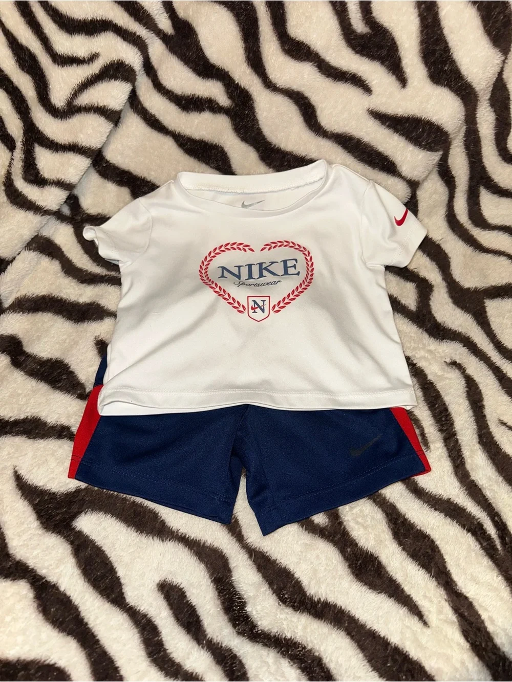Baby Nike White Tee & Navy Shorts